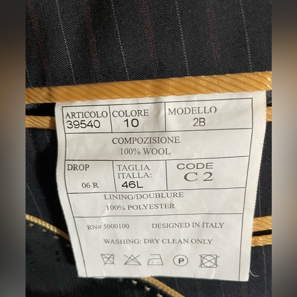 Ezra K Signature Gold Super 120’s Wool Suit Blue Jacket 46L Pants 40L Italy EUC - Picture 4 of 16